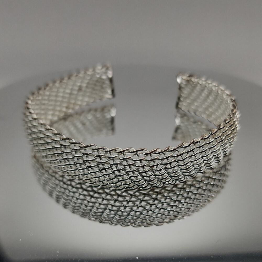 Vintage Silver Woven Cuff Bracelet